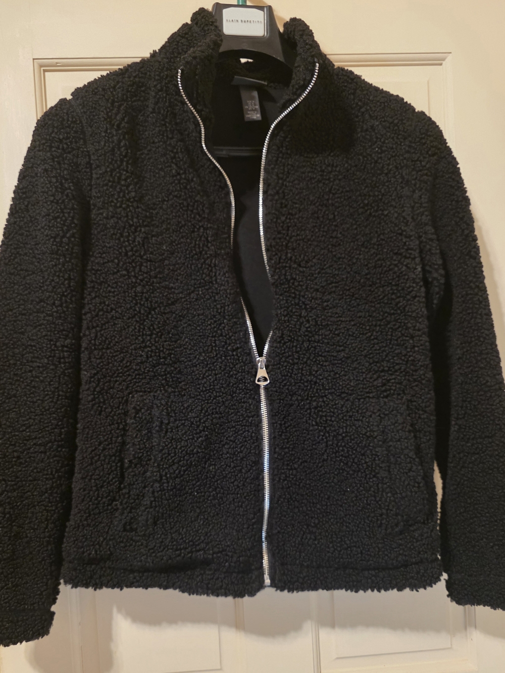 H&M Black Sherpa Zip-Up Jacket